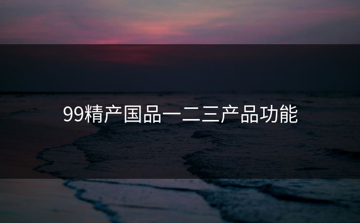 99精产国品一二三产品功能